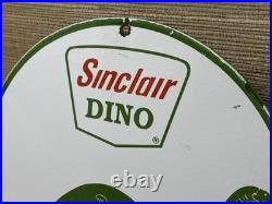 Vintage Sinclair Gasoline Porcelain Sign Dealership Gas Station Dino Motor Oil