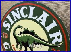 Vintage Sinclair Gasoline Porcelain Sign Dealership Gas Station Dino Motor Oil