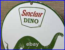 Vintage Sinclair Gasoline Porcelain Sign Dealership Gas Station Dino Motor Oil