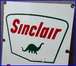 Vintage Sinclair Gasoline Porcelain Sign Dealership Gas Station Dino Motor Oil