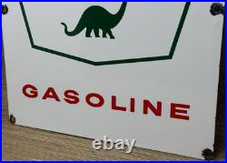 Vintage Sinclair Gasoline Porcelain Sign Dealership Gas Station Dino Motor Oil