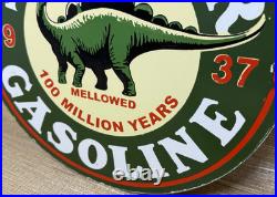 Vintage Sinclair Gasoline Porcelain Sign Dealership Gas Station Dino Motor Oil