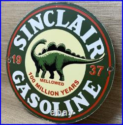 Vintage Sinclair Gasoline Porcelain Sign Dealership Gas Station Dino Motor Oil