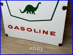 Vintage Sinclair Gasoline Porcelain Sign Gas Station Dino Dinosaur Motor Oil