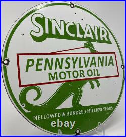 Vintage Sinclair Gasoline Porcelain Sign Gas Station Motor Oil Dino Pump Plate