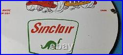 Vintage Sinclair Gasoline Sign Flintstones Advertising Gas Pump Porcelain Sign