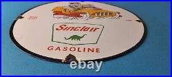 Vintage Sinclair Gasoline Sign Flintstones Advertising Gas Pump Porcelain Sign
