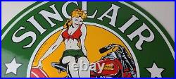 Vintage Sinclair Gasoline Sign Pinup Girl Sign Gas Oil Pump Porcelain Sign