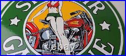 Vintage Sinclair Gasoline Sign Pinup Girl Sign Gas Oil Pump Porcelain Sign