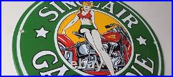 Vintage Sinclair Gasoline Sign Pinup Girl Sign Gas Oil Pump Porcelain Sign