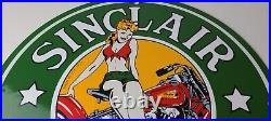 Vintage Sinclair Gasoline Sign Pinup Girl Sign Gas Oil Pump Porcelain Sign