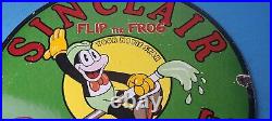 Vintage Sinclair Gasoline Sign Porcelain Jiminy Cricket Gas Oil Pump Sign