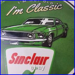 Vintage Sinclair Gasoline Sign Service I'm Classic Gas Pump Porcelain Sign