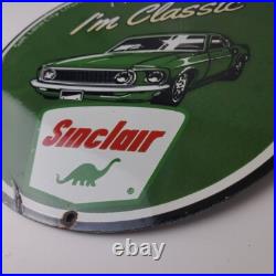 Vintage Sinclair Gasoline Sign Service I'm Classic Gas Pump Porcelain Sign