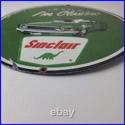 Vintage Sinclair Gasoline Sign Service I'm Classic Gas Pump Porcelain Sign