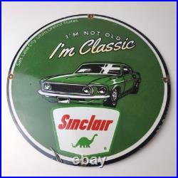 Vintage Sinclair Gasoline Sign Service I'm Classic Gas Pump Porcelain Sign