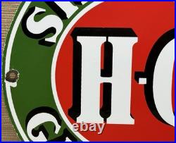 Vintage Sinclair H-c Gasoline Porcelain Sign Dealership Gas Station Motor Oil