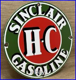 Vintage Sinclair H-c Gasoline Porcelain Sign Dealership Gas Station Motor Oil