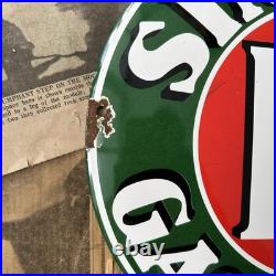 Vintage Sinclair Hc Gasoline 12 Inch Convex Porcelain Enamel Sign