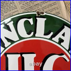 Vintage Sinclair Hc Gasoline 12 Inch Convex Porcelain Enamel Sign