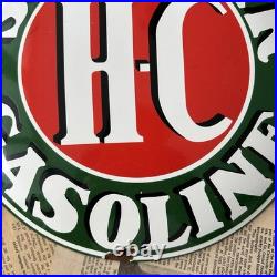 Vintage Sinclair Hc Gasoline 12 Inch Convex Porcelain Enamel Sign