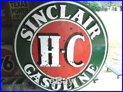 Vintage Sinclair Hc Gasoline 6ft Porcelain Sign Double Sided Getting Hard 2 Find