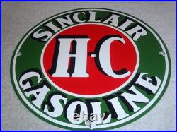 Vintage Sinclair Hc High Compression Gasoline 12 Porcelain Metal H C Oil Sign