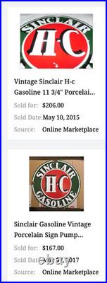 Vintage Sinclair Hc High Compression Gasoline 12 Porcelain Metal H C Oil Sign