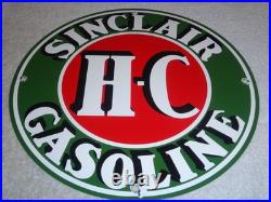 Vintage Sinclair Hc High Compression Gasoline 12 Porcelain Metal H C Oil Sign