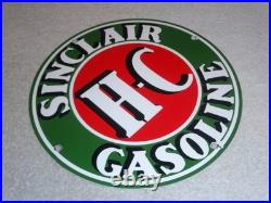 Vintage Sinclair Hc High Compression Gasoline 12 Porcelain Metal H C Oil Sign