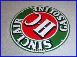 Vintage Sinclair Hc High Compression Gasoline 12 Porcelain Metal H C Oil Sign