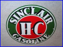 Vintage Sinclair Hc High Compression Gasoline 12 Porcelain Metal H C Oil Sign