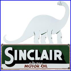 Vintage Sinclair Motor Oil Porcelain Sign Dealership Gas Station Dino Gasoline