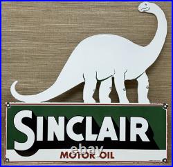 Vintage Sinclair Motor Oil Porcelain Sign Dealership Gas Station Dino Gasoline