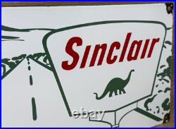 Vintage Sinclair Motor Oil Porcelain Sign Dealership Gas Station Dino Gasoline