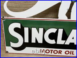 Vintage Sinclair Motor Oil Porcelain Sign Dealership Gas Station Dino Gasoline