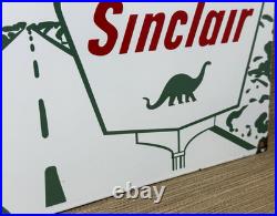 Vintage Sinclair Motor Oil Porcelain Sign Dealership Gas Station Dino Gasoline