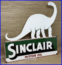 Vintage Sinclair Motor Oil Porcelain Sign Dealership Gas Station Dino Gasoline