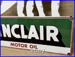 Vintage Sinclair Motor Oil Porcelain Sign Dealership Gas Station Dino Gasoline