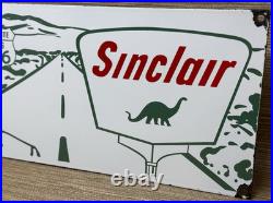 Vintage Sinclair Motor Oil Porcelain Sign Dealership Gas Station Dino Gasoline