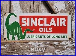 Vintage Sinclair Oils Porcelain Sign Dino Motor Gas Station Service Automobile