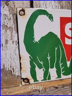thumbnail image 2 of Antique Barn Find Style Sinclair Dino Gas & Oil Service Station Sign – Reproduction Tin Sign 2 of 5
