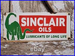 Vintage Sinclair Oils Porcelain Sign Dino Motor Gas Station Service Automobile