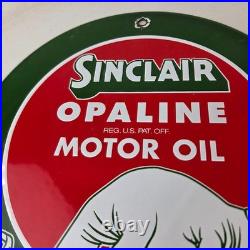 Vintage Sinclair Opaline Sign Gas Motor Oil Porcelain Advertisement Sign