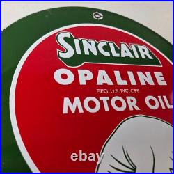 Vintage Sinclair Opaline Sign Gas Motor Oil Porcelain Advertisement Sign