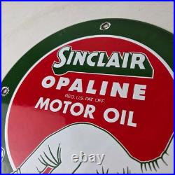 Vintage Sinclair Opaline Sign Gas Motor Oil Porcelain Advertisement Sign