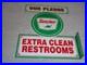 Vintage-Sinclair-Our-Pledge-Clean-Restrooms-12-Metal-Gasoline-Oil-Flange-Sign-01-ta