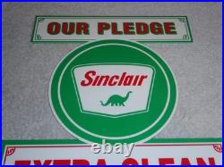 Vintage Sinclair Our Pledge Clean Restrooms 12 Metal Gasoline & Oil Flange Sign