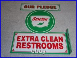 Vintage Sinclair Our Pledge Clean Restrooms 12 Metal Gasoline & Oil Flange Sign