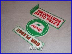 Vintage Sinclair Our Pledge Clean Restrooms 12 Metal Gasoline & Oil Flange Sign